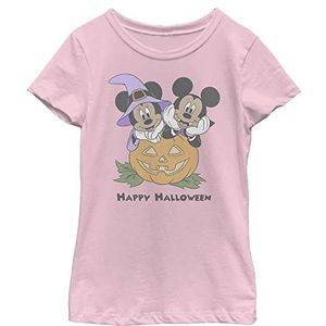 Disney Mickey Minnie Classic Happy Halloween Pumpkin Girls standaard T-shirt, lichtroze, XS, roze, XS, Roze, XS