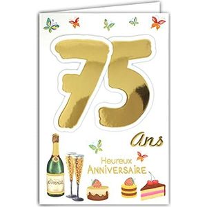 69-2141 verjaardagskaart, 75 jaar, voor dames en heren, cupcake, warm, koffiebruin