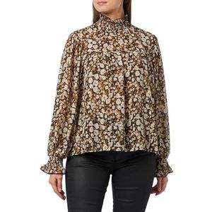 baradello Dames blouseshirt 37324885-BA01, bruin meerkleurig, M, Bruin meerkleurig., M