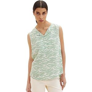 TOM TAILOR Dames blouse 1035254, 31574 - Green Small Wavy Design, 46