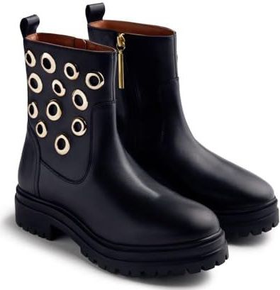 Gioseppo - Onamia - Enkellaarsjes - Goudkleurige Oogjes - Leren Bovenwerk - Hakhoogte 4 cm