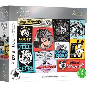 Trefl Prime - Puzzle UFT: Disney Retro Posters - 1000 Stukjes - Dikste Karton, BIO, Puzzel Met Stripfiguren, Mickey Mouse, Vermaak voor Volwassenen en Kinderen Vanaf 12 Jaar