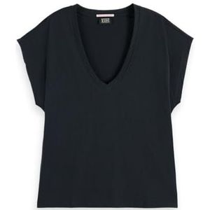Scotch & Soda Core Slub T-shirt met V-hals, zwart 001, S