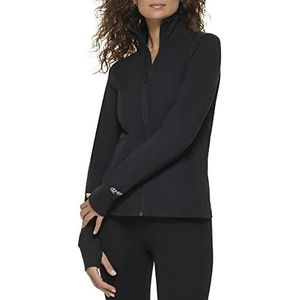 DKNY Dames Sport Women's Balance Full Zip Jacket W/Thumb Holes Cardigan Sweater, zwart, S