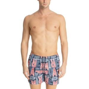 Emporio Armani Heren Boxer Beachwear Zwembroek, Marineblauw/Rood/Wit, 48, marineblauw/rood/wit, 48