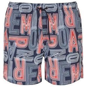 Emporio Armani Heren Boxer Beachwear Zwembroek, Marineblauw/Rood/Wit, 48, marineblauw/rood/wit, 48