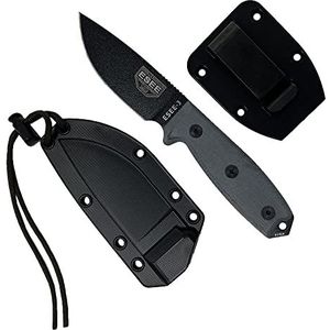 ESEE, outdoormes, lengte lemmet: 9,52 cm, handvat: Micarta, model 3 standaard Edge, zwart gecoat