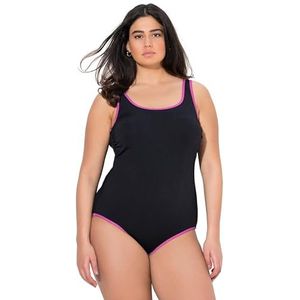 Ulla Popken - Badpak - Eosine / Zwart - Soft Cup - Met Beugel