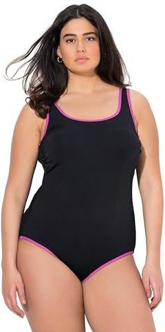 Ulla Popken - Badpak - Eosine / Zwart - Soft Cup - Met Beugel