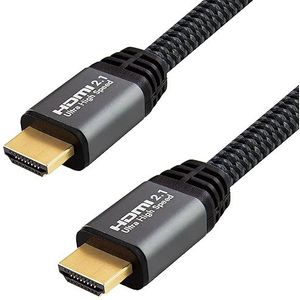 Qnected® HDMI 2.1 Kabel 2,5m - Ultra High Speed - 48Gbps, 4K 120Hz, 144Hz, 8K 60Hz, Dolby Vision, HDR10+, eARC - Geschikt voor PS5, Xbox Series X|S, TV, Laptop - Vergulde Connectoren