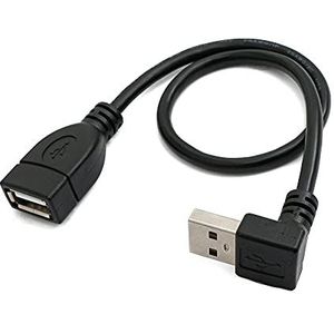 SYSTEM-S USB 2.0 kabel 30 cm type A stekker naar bus hoek in zwart