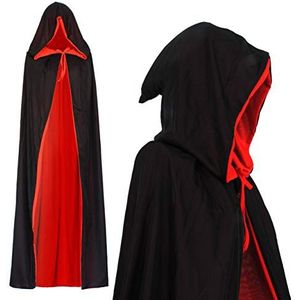 papapanda vampire hooded mantel zwart rood voor volwassen halloween dracula cosplay mantel (170cm)