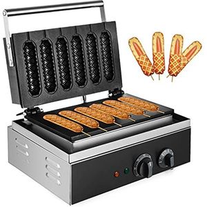 Olibelle Elektrisch wafelijzer, 1500 W, wafelijzer SC-118, hotdog-wafels, 6 wafels tegelijk bakken, met anti-aanbakoppervlak, voor bakkerijen/restaurants/kantines