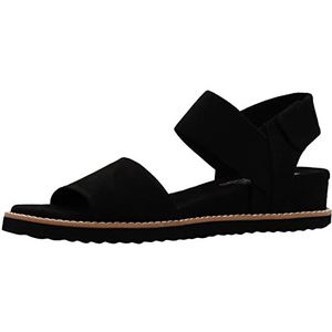 Skechers Bobs Desert Kiss sandalen met enkelbandje voor dames, Zwart Microfiber Suede Gore Trim, 39 EU