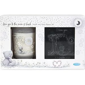 Me to You Tatty Teddy 'Love You to The Moon and Back' Kaars en Muurplaque Geschenkset - Officiële collectie, Blauw, Grijs