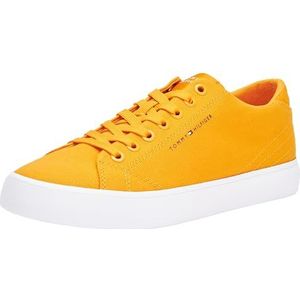 Tommy Hilfiger Heren Vulcanized Sneaker Th Hi Vulc Low Canvas schoenen, Oranje (Rich Ochre), 44, Orange Rich Ochre, 44 EU