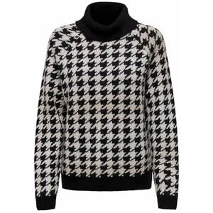 ONLY Onlberta Ls Jq Rollneck KNT Gebreide trui voor dames, zwart/patroon: pumice stone/clouddancer, S