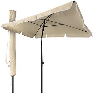 vounot Parasol, kantelbaar, rechthoekig, 200 x 125 cm, 160 g/m², met uv-bescherming, hoogte 2,35 m, polyester, opvouwbare parasol, voor buiten, incl. beschermhoes, beige
