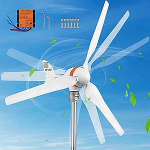 VEVOR Wind turbine generator, 12 V/AC wind turbine kit, 400 W Wind Power Generator met MPPT Controller 3 Blades Auto Aanpassen Windward Direction Geschikt voor Terras, Motor Home, Chalet, Boat, Wit