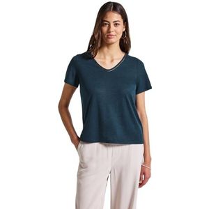 Street One Dames Shirt met linnen look in Turkoois, in size: 34