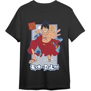 Comic Studio One Piece T-shirt, officieel gelicentieerd artikel, Monkey D. Luffy tekendruk, uniseks, zwart, S, Zwart, S