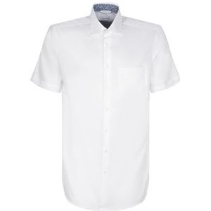 Seidensticker Zakelijk overhemd voor heren, regular fit, strijkvrij, kent-kraag, korte mouwen, 100% katoen, wit, 40