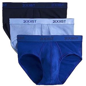 2(X) IST mens Essential Cotton No Show 3-pack Briefs, Navy/Cobalt Blue/Porcelain, Large US