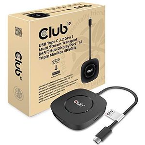 Club 3D CSV-1550 USB Type C 3.2 Gen 1 Multi Stream Transport (MST) Hub DisplayPort1.4 Triple Monitor