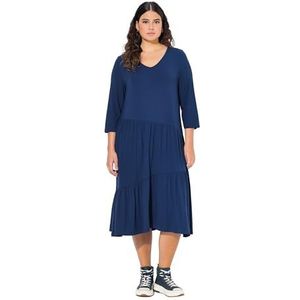 Ulla Popken dames jurken, Inkt blauw., 42-44