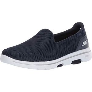 Skechers GO WALK 5 dames sneaker Low-Top Trainer, Blauw textiel Trim Nvw, 36 EU Breed