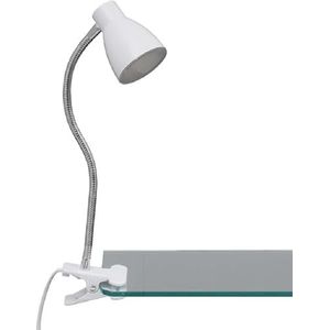 Led-klemlamp bureau, klemlamp bed, incl. aan-/uitschakelaar aan de kabel, 3,5 watt, 200 lumen, warm wit licht, flexibele arm, wit, 28,5 x 15,5 cm