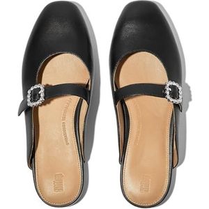 Fitflop Delicato Mary-Jane-sandalen met kristallen gesp voor dames, plat, Zwart, 3 UK Narrow