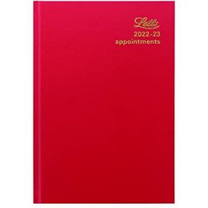 Letts Standard A5 Academisch 2022-2023 Dag naar een pagina met afspraken Dagboek - rood