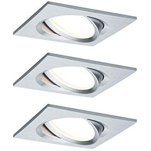 Paulmann 93680 Nova Plus LED inbouwlamp 3 stuks vierkant zwenkbaar 3x6,8W dimbaar inbouwspot alu spot alu inbouwlamp 2700 K