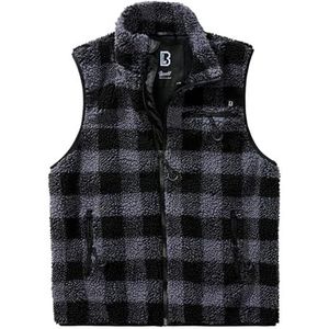 Brandit Teddy fleece vest winter met fleece voering jacht army outdoor pluche vest, zwart-grijs, XL