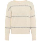 Brax - Style LISA - Gebreide Trui - Cozy Grey - Crème Wit