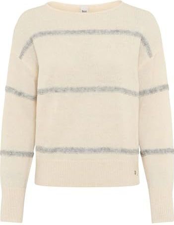 Brax - Style LISA - Gebreide Trui - Cozy Grey - Crème Wit