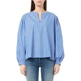 TOMMY HILFIGER - Blouse - Blauw - Lange Mouwen - Katoen