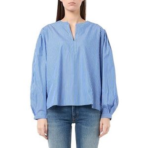 TOMMY HILFIGER - Blouse - Blauw - Lange Mouwen - Katoen