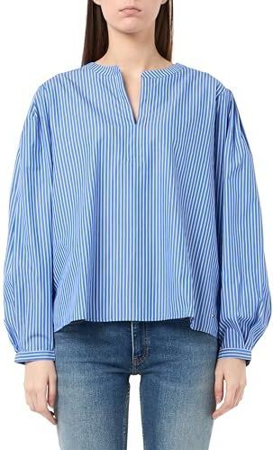 TOMMY HILFIGER - Blouse - Blauw - Lange Mouwen - Katoen