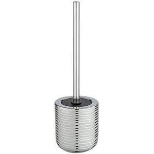 WENKO Toiletgarnituur Vilalba van hoogwaardig keramiek met horizontaal, lijnvormige reliëfstructuur, borstelhouder inclusief wc-borstel, borstelkop Ø 7,5 cm vervangbaar, zilver, Ø 11,6 x 38,7 cm