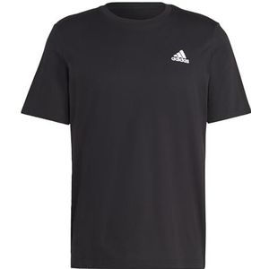 adidas Heren Essentials Single Jersey Geborduurd Klein Logo T-shirt, Zwart, S, Zwart, S