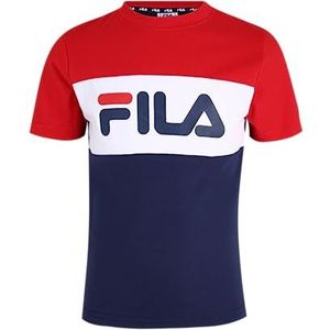 FILA Unisex Balimo Blocked T-shirt voor kinderen, Medieval Blue-True Red-Bright White, 110-116