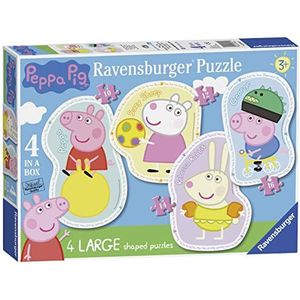 RAVENSBURGER 6956 Peppa Pig, 4 grote gevormde puzzels (10, 12, 14, 16 stukjes), voor kinderen vanaf 3 jaar, meerkleurig, large