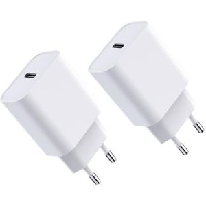 USB C-oplader, 20W 2-pack snellader, duurzame Power Delivery 3.0 USB C-wandoplader compatibel met iPhone 15/15 Pro Max/15 Pro Max/14/13/12/XS/XR, AirPods Pro, Pixel 3/4, Galaxy S10/S9 enz