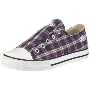 LICO Fly Low 180096 Damessneakers, Blauw marine rood geruit, 36 EU