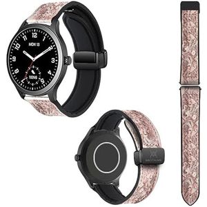 20 mm siliconen en echt leer horlogeband: roze kant