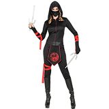 Widmann - Ninja, overall met capuchon, gezichtsmasker, riem, armsnoeren, beenkoord, Japanse vechtster, themafeest, carnaval