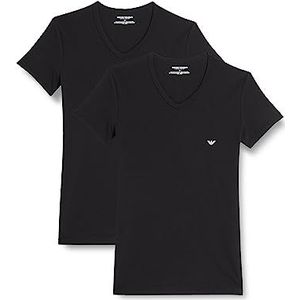 Emporio Armani Underwear 2-pack T-shirt V-hals, zwart/zwart, M