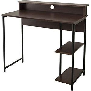 Teamson Home Thuiskantoor Bureau - Donker Bruin/Zwart - Met Metaal Poten en Opslag - 35.4 x 19.6 x 33.5 (Inch)